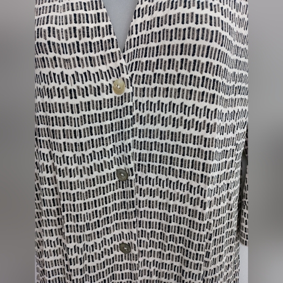 CHICOS Black White Western Aztec Long Cardigan Duster-(#1,106) - Picture 5 of 10